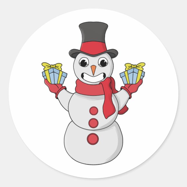 Adesivo Redondo Presentes de Snowman (Frente)