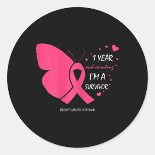 Adesivo Redondo Presentes De Sobrevivência Rosa Isentos De Cancer 