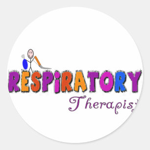 Adesivo Redondo Presentes de Stickman do terapeuta respiratório