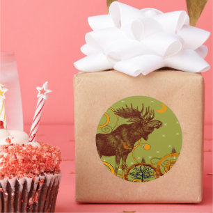 Adesivo Redondo Presentes de Vintage Moose