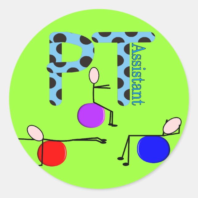 Adesivo Redondo Presentes do Assistente de Terapia Física (Frente)