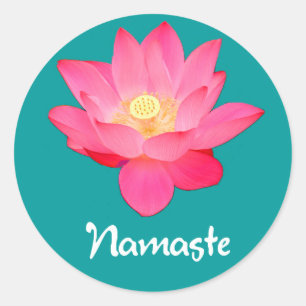 Adesivo Redondo Presentes do design da flor de Namaste Lotus