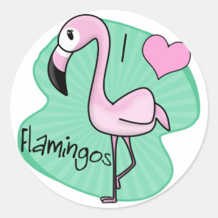 Adesivo Redondo Presentes do flamingo de Kawaii