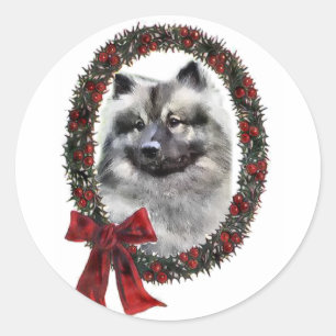 Adesivo Redondo Presentes do Natal do Keeshond
