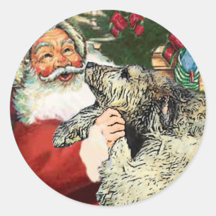 Adesivo Redondo Presentes do Natal do Wolfhound irlandês