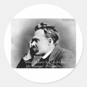 Adesivo Redondo Presentes e Camisetas com a Citação de Nietzsche "