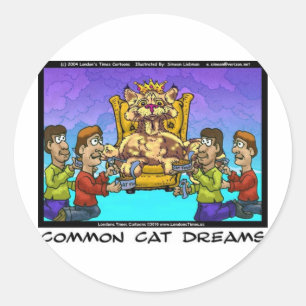 Adesivo Redondo Presentes Engraçados de Sonhos Comuns de Gatos Cam