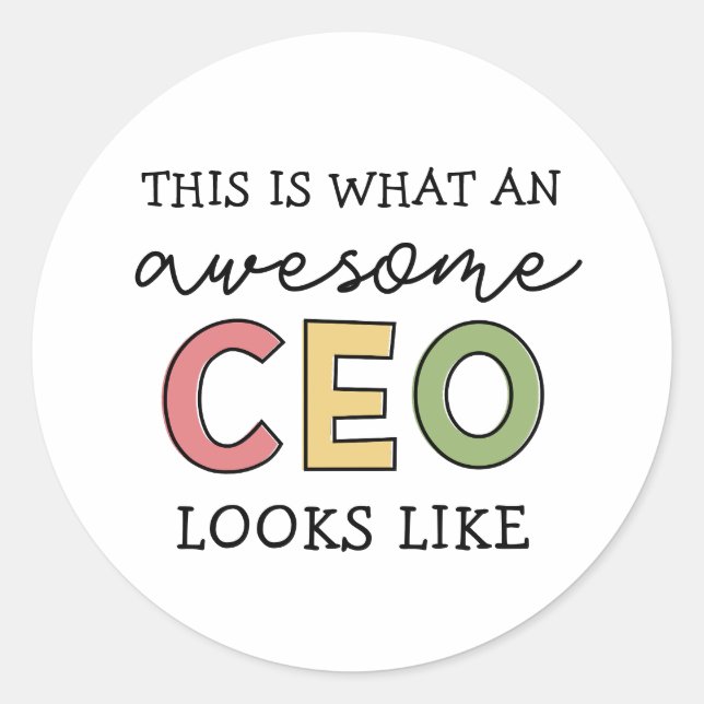 Adesivo Redondo Presentes engraçados para CEO | Presentes de Chefe (Frente)