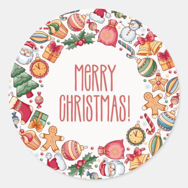 Adesivo Redondo Presentes extras Felizes Natal (Frente)