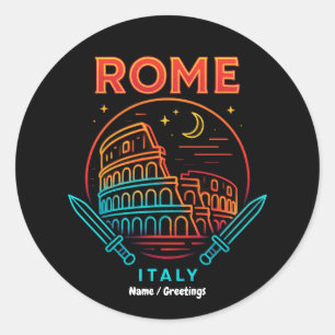 Adesivo Redondo Presentes Legais Vintage Roma Italia Colosseum