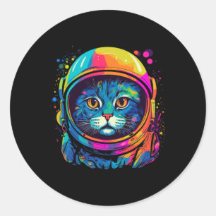 Adesivo Redondo Presentes no Espaço Gato Mãe Pai Gato Homens Mulhe