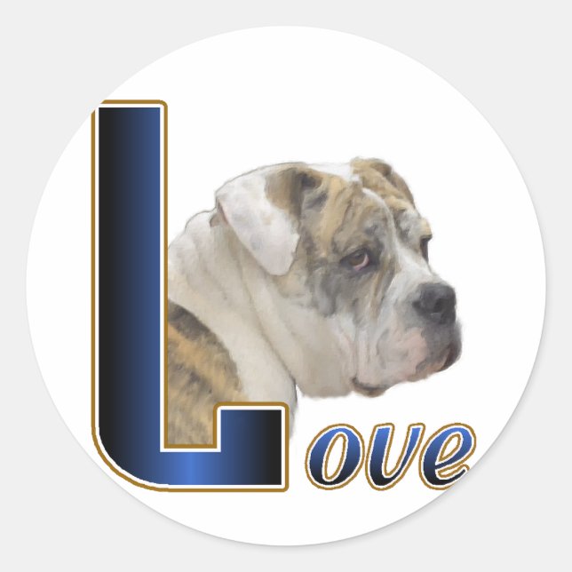 Adesivo Redondo Presentes para Bulldog Inglês (Frente)