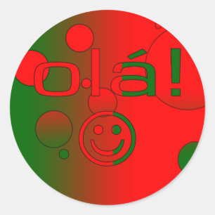Adesivo Redondo Presentes portugueses: Olá!/cara do Ola