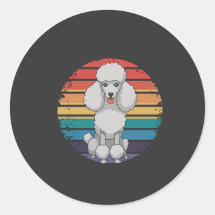 Adesivo Redondo Presentes Retro de Cão Amante de Poodle para Homen