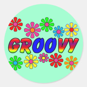 Adesivo Redondo Presentes retros de flower power dos anos 70