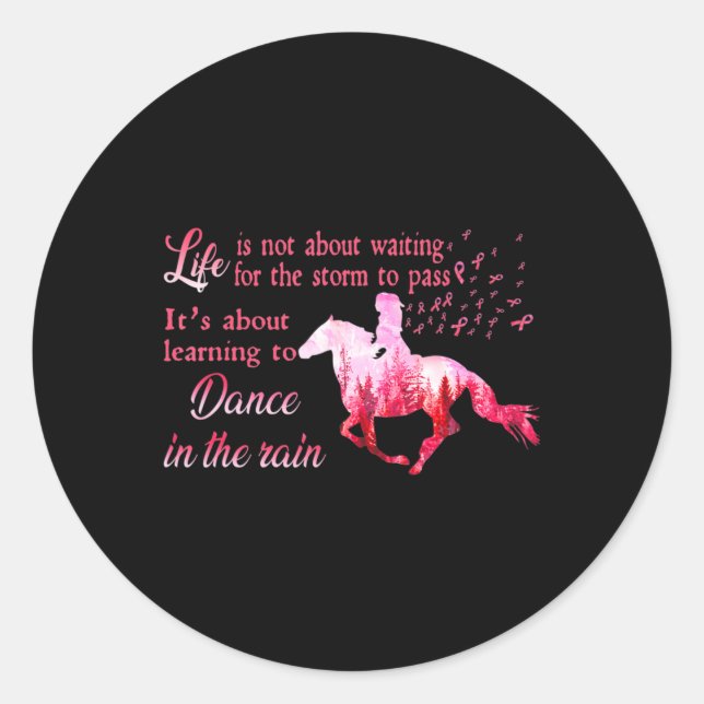 Adesivo Redondo Presentes Rosa Rosa De Fita Com Equidade Do Cancer (Frente)