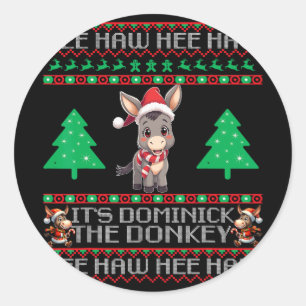 Adesivo Redondo Presépio engraçado italiano Burro de Natal Dominic