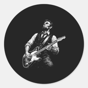 Adesivo Redondo Presidente Abraham Lincoln tocando violão abe