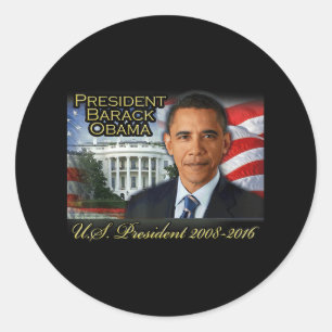 Adesivo Redondo Presidente Barack Obama 2008-2016 Presidente dos E
