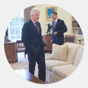 Adesivo Redondo Presidente Barack Obama e Bill Clinton