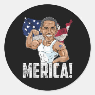Adesivo Redondo Presidente Barack Obama Merica 4 De Julho, Curioso