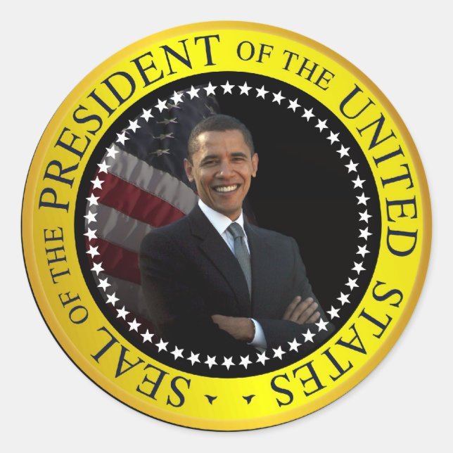 Adesivo Redondo Presidente Barack Obama Stickers (Frente)