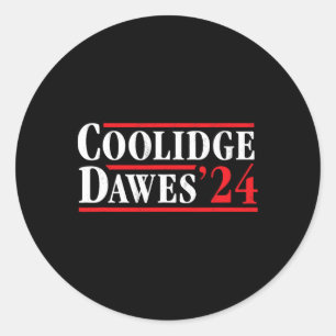 Adesivo Redondo Presidente Calvin Coolidge 1924 - Retro 4 De Julho