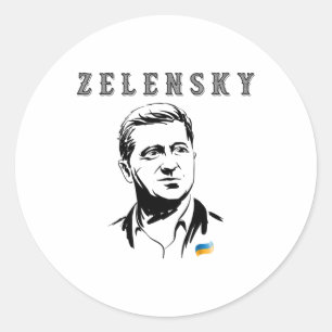 Adesivo Redondo Presidente da Ucrânia Vladimir Zelensky