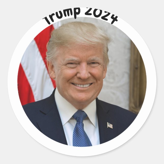 Adesivo Redondo Presidente Donald Trump 2024 Eletion Sticker (Frente)