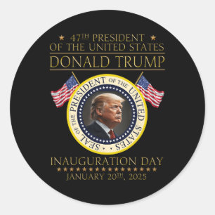 Adesivo Redondo Presidente Donald Trump Inauguração Dia 2025