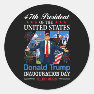 Adesivo Redondo Presidente Donald Trump Inauguração Dia 2025