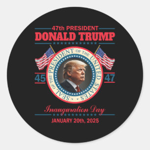 Adesivo Redondo Presidente Donald Trump Inauguração Dia 2025