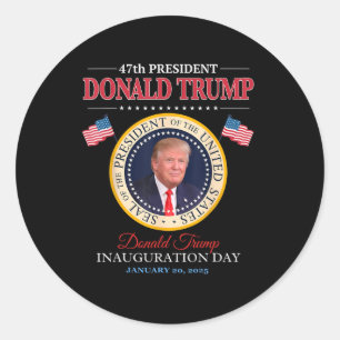 Adesivo Redondo Presidente Donald Trump Inauguração Dia 2025