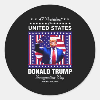 Adesivo Redondo Presidente Donald Trump Inauguração Dia 2025