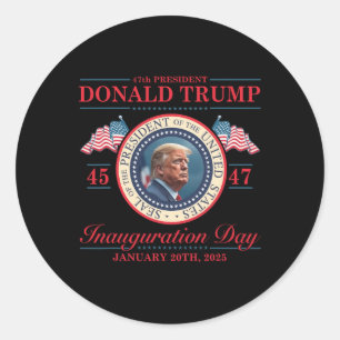 Adesivo Redondo Presidente Donald Trump Inauguração Dia 2025