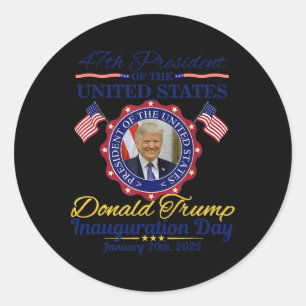 Adesivo Redondo Presidente Donald Trump Inauguração Dia 2025