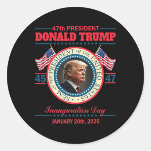 Adesivo Redondo Presidente Donald Trump Inauguração Dia 2025