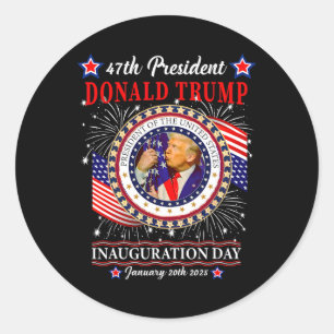 Adesivo Redondo Presidente Donald Trump Inauguração Dia 2025