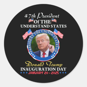 Adesivo Redondo Presidente Donald Trump Inauguração Dia 2025