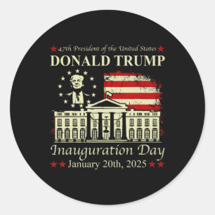 Adesivo Redondo Presidente Donald Trump Inauguração Dia 2025