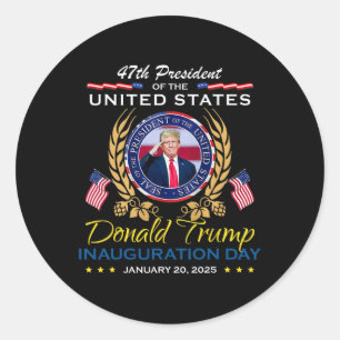 Adesivo Redondo Presidente Donald Trump Inauguração Dia 2025