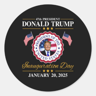 Adesivo Redondo Presidente Donald Trump Inauguração Dia 2025
