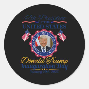 Adesivo Redondo Presidente Donald Trump Inauguração Dia 2025