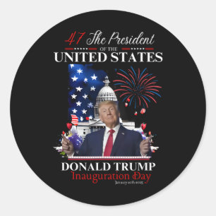 Adesivo Redondo Presidente Donald Trump Inauguração Dia 2025