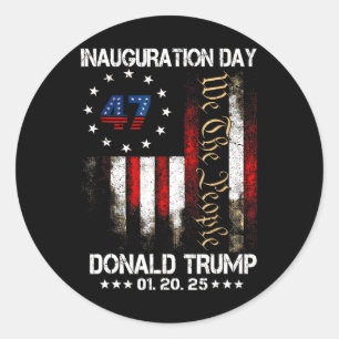 Adesivo Redondo Presidente Donald Trump Inauguração Dia 2025