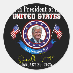 Adesivo Redondo Presidente Donald Trump Inauguration Day 2025 Cele