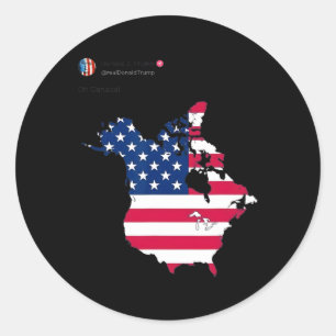 Adesivo Redondo Presidente Donald Trump Oh Canadá Bandeira America