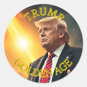 ADESIVO REDONDO PRESIDENTE DONALD TRUMP OURO AGE