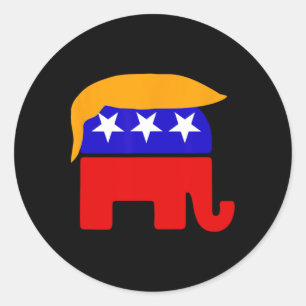 Adesivo Redondo Presidente Donald Trump Republicano Elephant Hair