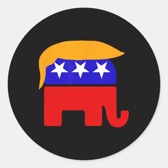 Adesivo Redondo Presidente Donald Trump Republicano Elephant Hair (Frente)